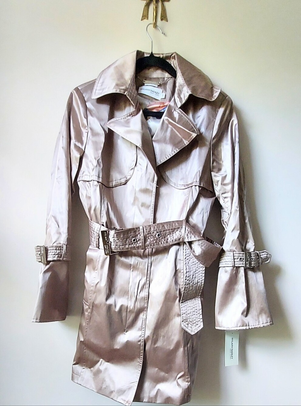 Hilary Radley Metallic Champagne Trench Coat P/S NWT